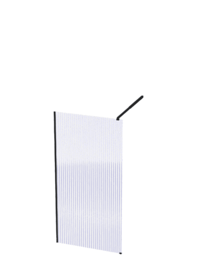 Reeded Shower Screen 1200×2000mm – Black Obscure Glass