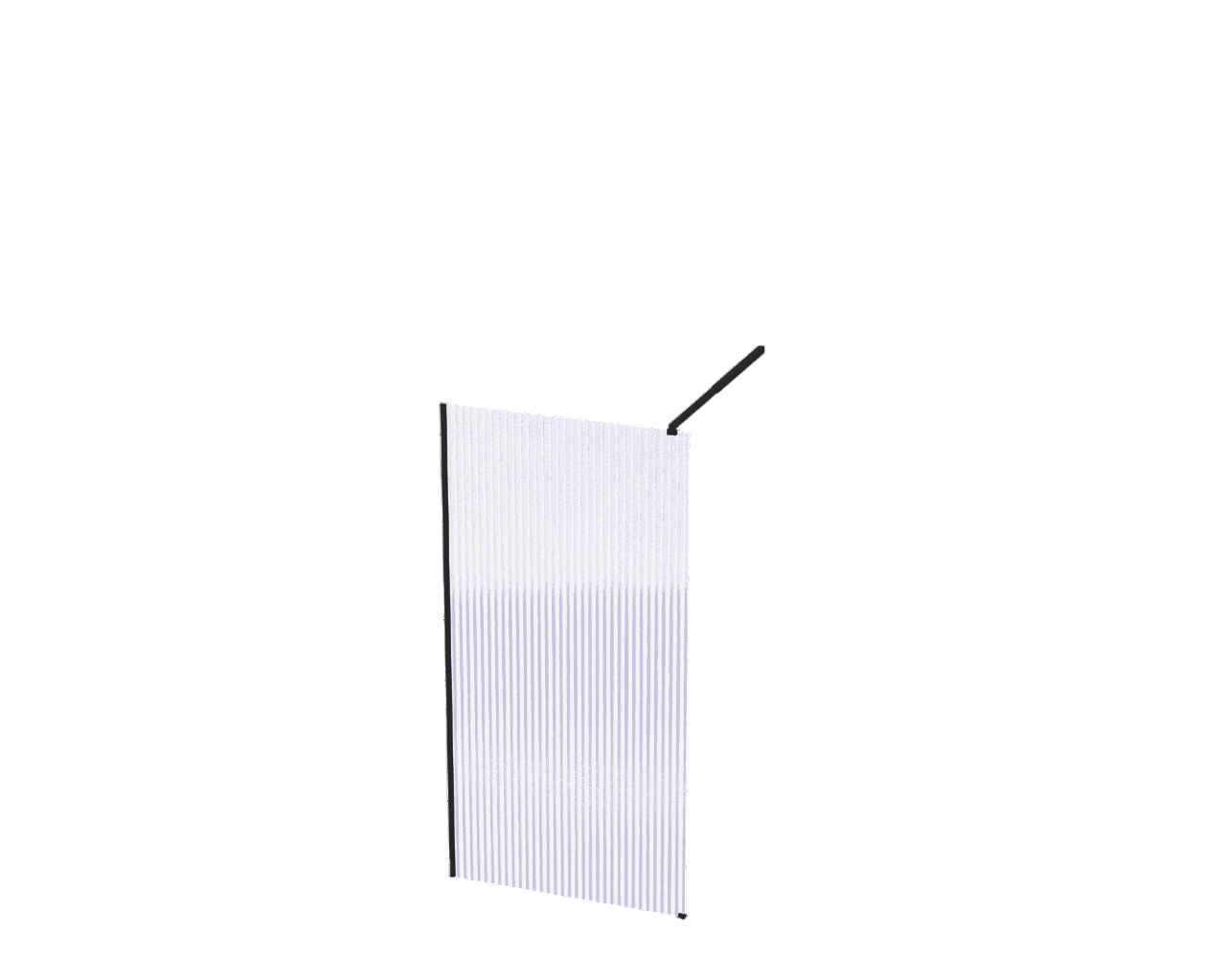 Reeded Shower Screen 1200×2000mm – Black Obscure Glass