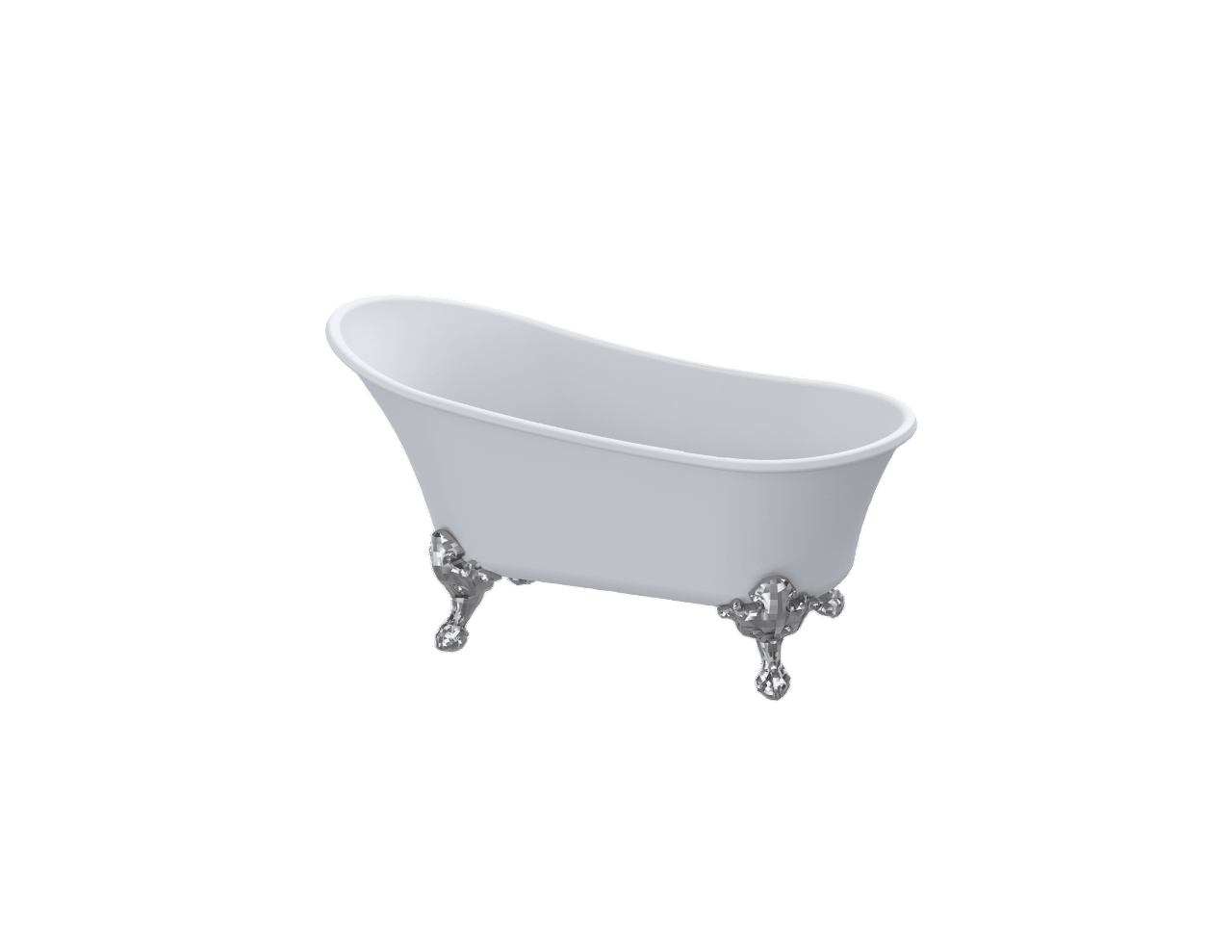 Freestanding Slipper Bath with Silver Feet – Gloss White Acrylic