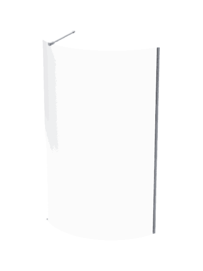 Curved Shower Screen 1200×2000mm – Silver/Clear Glass