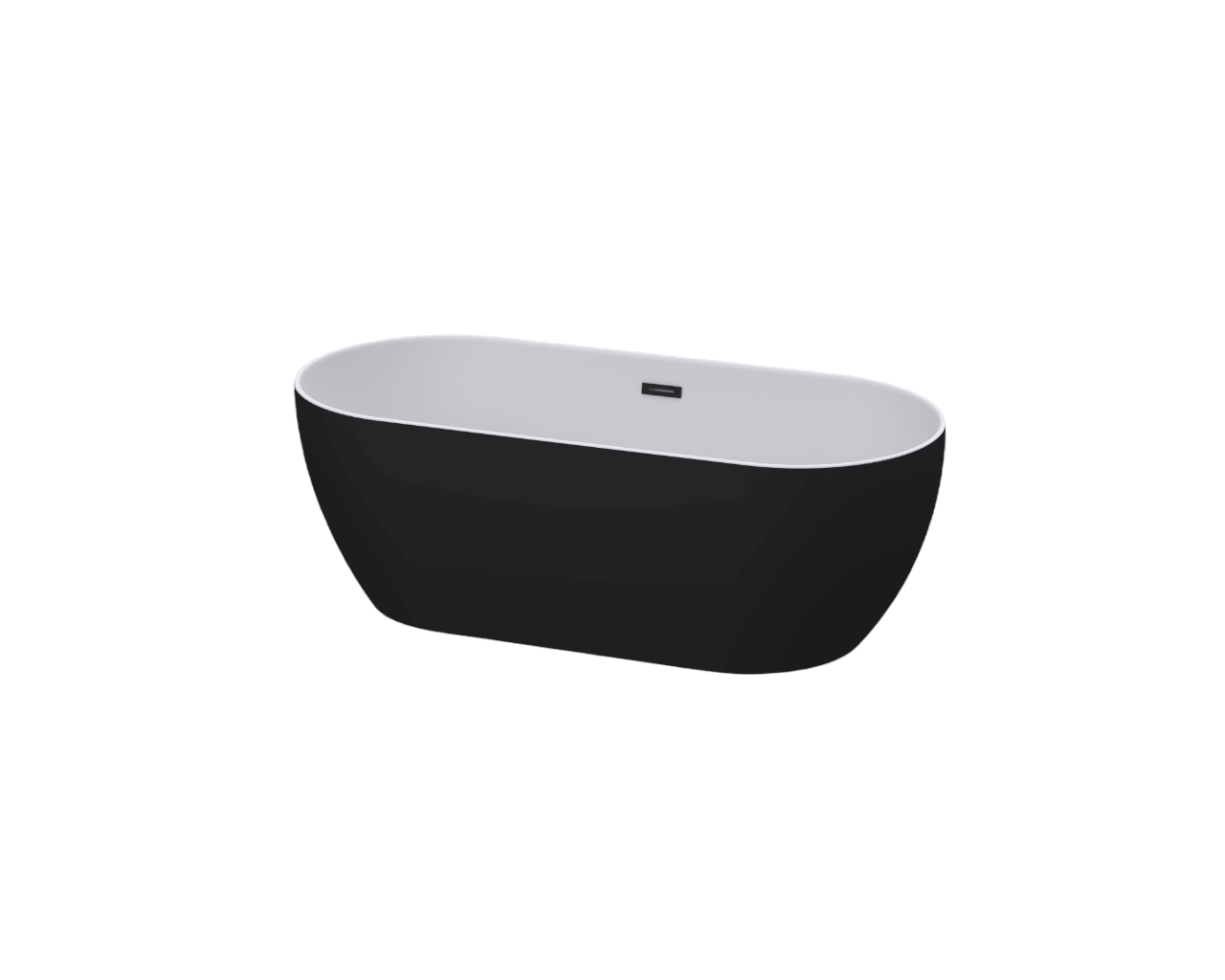 Matt Black Freestanding Bath 1620mm – One-Piece Acrylic