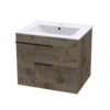 Wall Hung Vanity Unit 600mm 2 Drawer 1 Door Incl Basin – Madura Oak